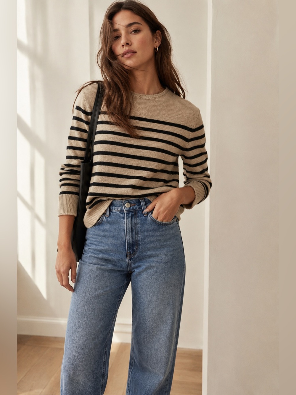 Vince Striped Cashmere Wool Roll Neck Sweater Medium